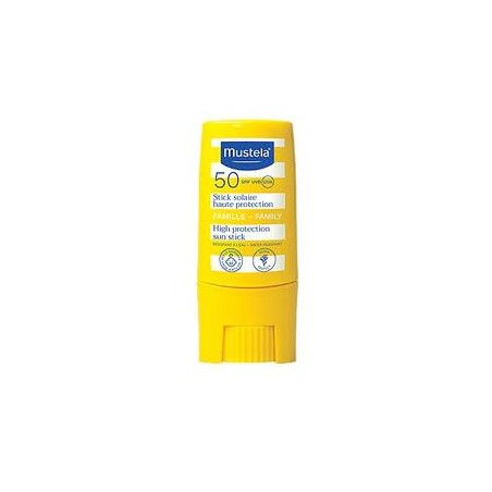  Mustela Sun Family, sztyft przeciwsłoneczny do wybranych części twarzy i ciała, od urodzenia, SPF 50, 9 ml 