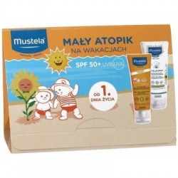 Zestaw Mustela, Mały atopik na wakacjach 2, mleczko przeciwsłoneczne SPF50 +, 40 ml + Stelatopia, balsam emolient, 40 ml