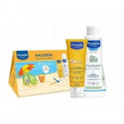 Zestaw Mustela Maluszek Na Wakacjach, mleczko przeciwsłoneczne, SPF 50+, 40 ml + żel do mycia, 100 ml