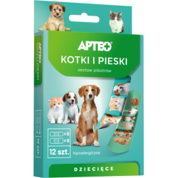 Apteo Care psy i koty, plastry opatrunkowe dla dzieci, 12 sztuk