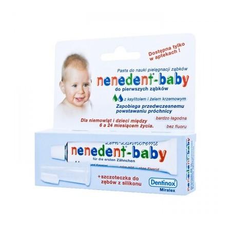 Zestaw Nenedent Baby, pasta do zębów dla dzieci, 6-24 miesiące + szczoteczka do zębów, silikonowa