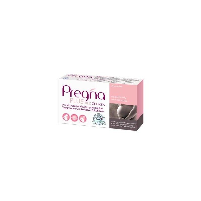 Pregna Plus Bez Żelaza, dla kobiet w ciąży, 30 kapsułek 