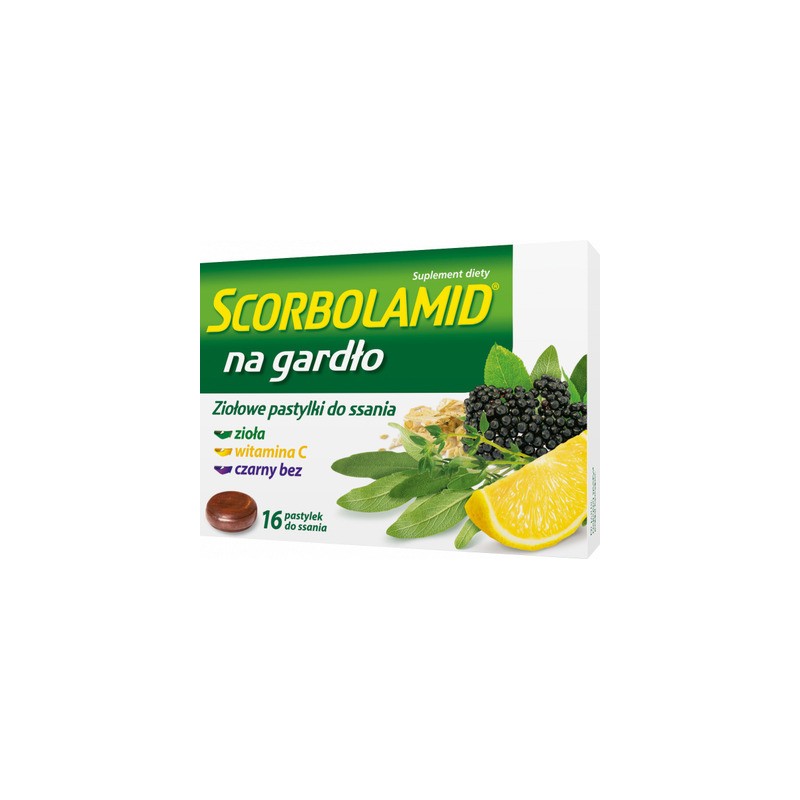 Scorbolamid na gardło, 16 pastylek do ssania 