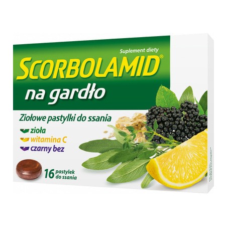  Scorbolamid na gardło, 16 pastylek do ssania 
