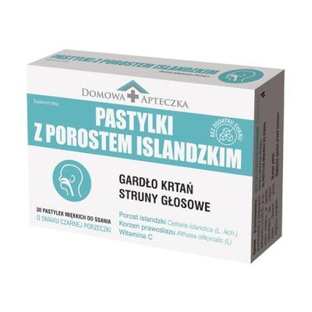  Domowa Apteczka Pastylki z Porostem Islandzkim, 30 pastylek miękkich do ssania 