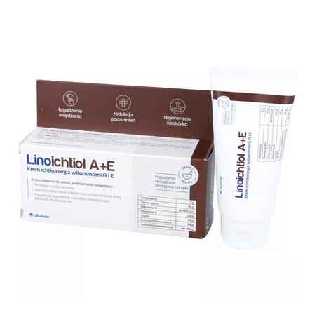 Linoichtiol A+E, krem ichtiolowy z witaminą A i E, do twarzy, 50 g