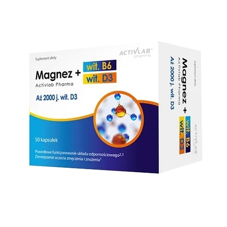  Activlab Pharma Magnez B6 + D3, 50 kapsułek 
