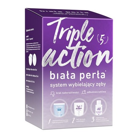  Biała Perła Triple Action, zestaw do domowego wybielania zębów systemem nakładkowym, 5 dniowa kuracja 