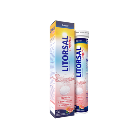 Zdrovit Litorsal Grejpfrut, smak grejpfrutowy, 24 tabletki musujące