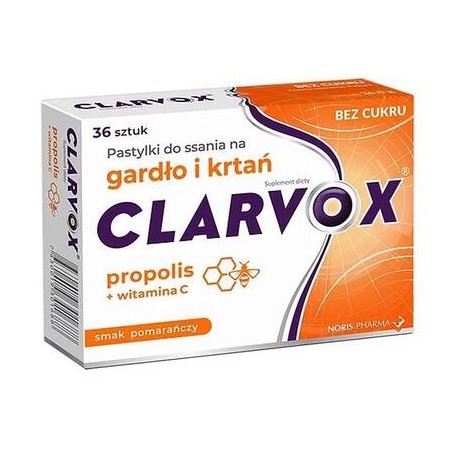 Clarvox Pomarańcza, 36 pastylek do ssania