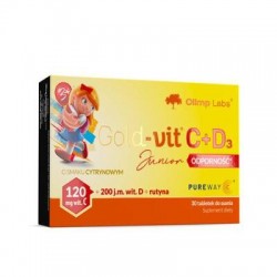 Olimp Gold-Vit C + D3 Junior Odporność, smak cytrynowy, 30 tabletek do ssania