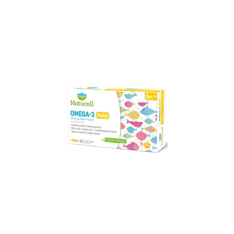 Naturell Omega-3 Baby, dla niemowląt powyżej 6 miesiąca, 40 kapsułek twist-off 