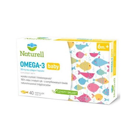  Naturell Omega-3 Baby, dla niemowląt powyżej 6 miesiąca, 40 kapsułek twist-off 