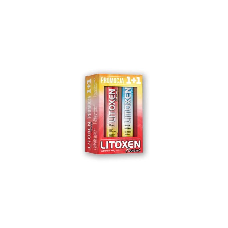 Litoxen Senior, smak pomarańczowy, 20 tabletek musujących + Litoxen Elektrolity, smak pomarańczowy, 20 tabletek musujących 