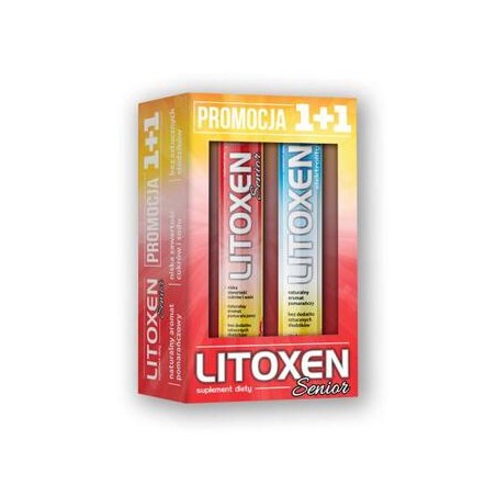 Litoxen Senior, smak pomarańczowy, 20 tabletek musujących + Litoxen Elektrolity, smak pomarańczowy, 20 tabletek musujących