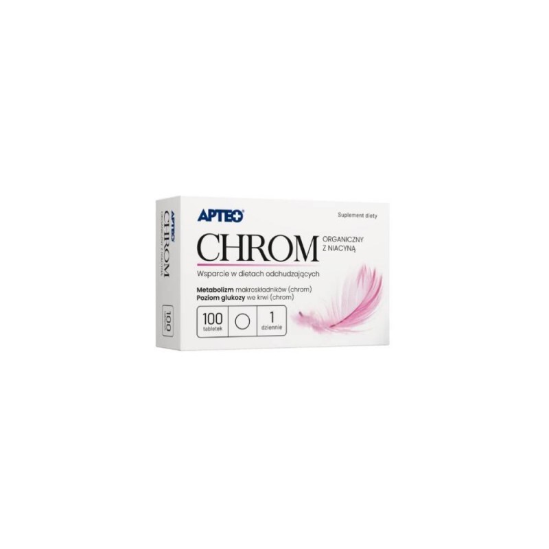 Apteo Chrom organiczny z niacyną, 100 tabletek 