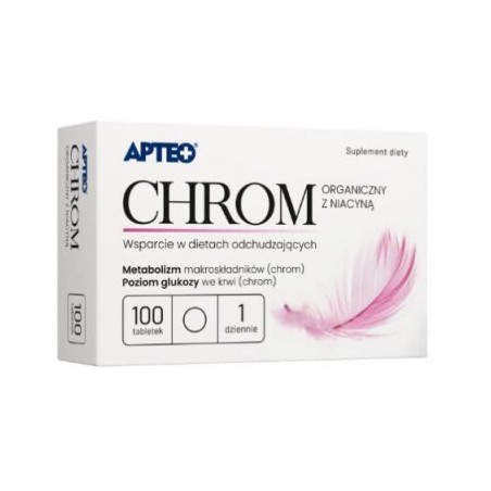 Apteo Chrom organiczny z niacyną, 100 tabletek
