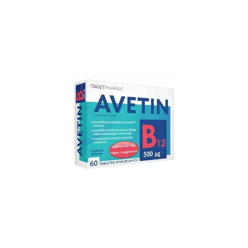 Avetin Witamina B12 500 µg, 60 tabletek powlekanych 