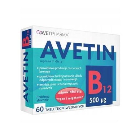  Avetin Witamina B12 500 µg, 60 tabletek powlekanych 
