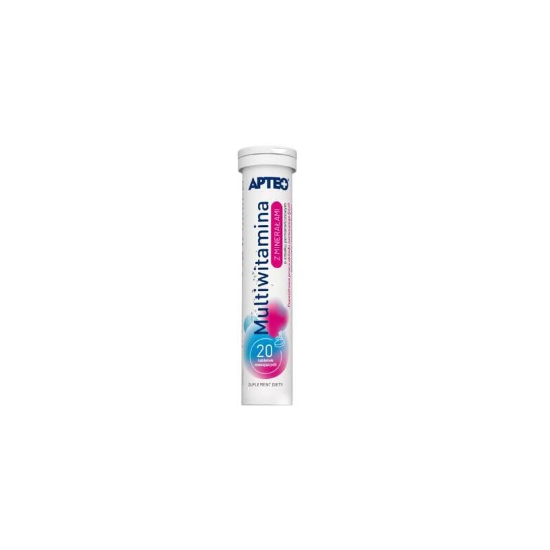 Apteo Multiwitamina z minerałami o smaku pomarańczowym, 20 tabletek 
