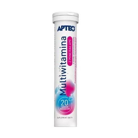  Apteo Multiwitamina z minerałami o smaku pomarańczowym, 20 tabletek 