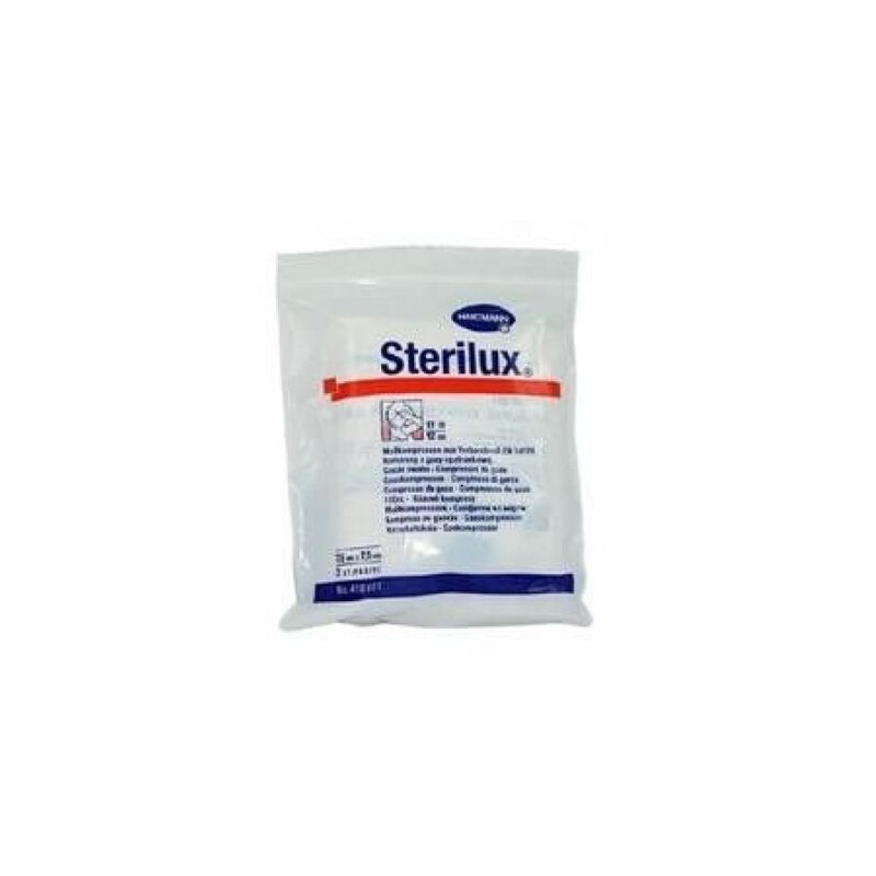 Hartmann Sterilux ES kompresy z gazy jałowej 17 nitek 8 warstw 7,5cm x 7,5cm, 3 sztuki 