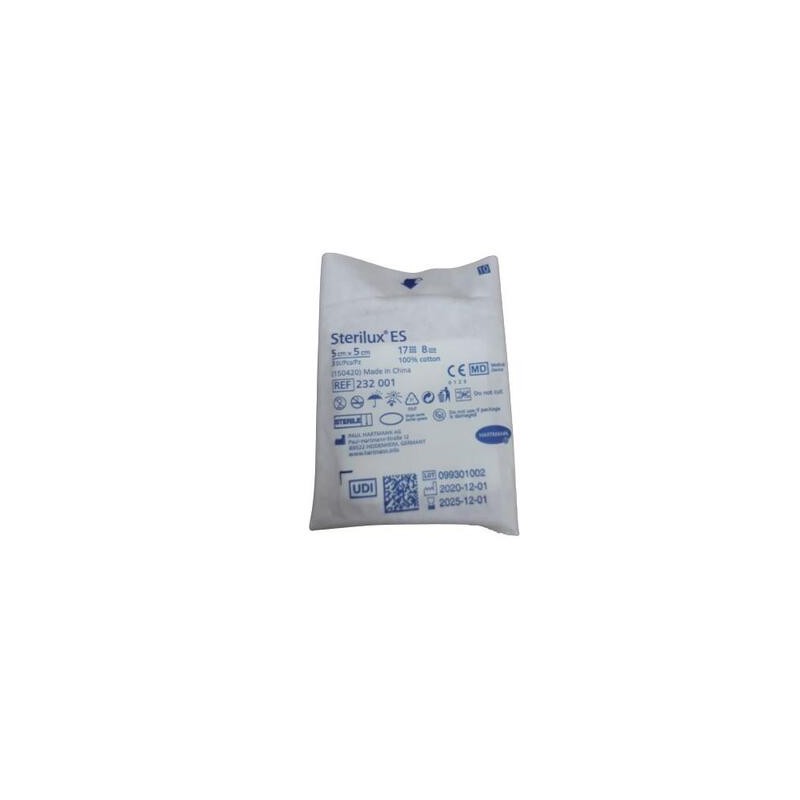Hartmann Sterilux ES kompresy z gazy jałowej 17 nitek 8 warstw 5cm x 5cm, 3 sztuki 