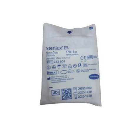  Hartmann Sterilux ES kompresy z gazy jałowej 17 nitek 8 warstw 5cm x 5cm, 3 sztuki 