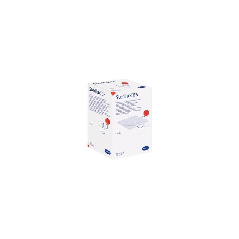 Hartmann Sterilux ES kompresy z gazy jałowej 17 nitek 12 warstw 7,5cm x 7,5cm, 25 sztuk 