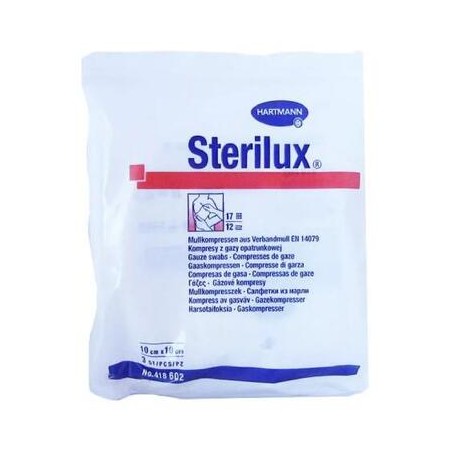  Hartmann Sterilux ES kompresy z gazy jałowej 17 nitek 12 warstw 10cm x 10cm, 3 sztuki 