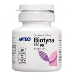 Biotyna 150 µg Apteo, 50 pastylek do ssania o smaku ananasowym