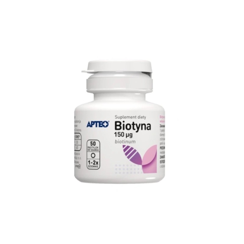 Biotyna 150 µg Apteo, 50 pastylek do ssania o smaku ananasowym 
