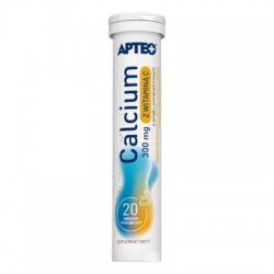 Calcium 300 mg z witaminą C Apteo, smak pomarańczowy, 20 tabletek musujących