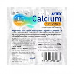 Apteo Calcium w folii z witaminą C smak pomarańczowy, 12 tabletek musujących