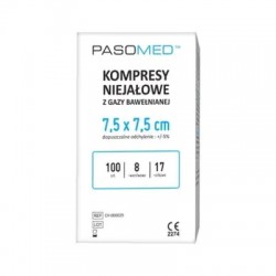 Kompresy gazowe Pasomed, niejałowe, 17-nitkowe, 8-warstwowe, 7,5 x 7,5 cm, 100 sztuk