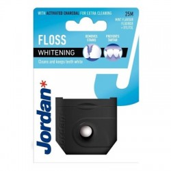 Jordan Whitening, nić dentystyczna z fluorem, ksylitolem i węglem aktywnym, miętowa, 25 m
