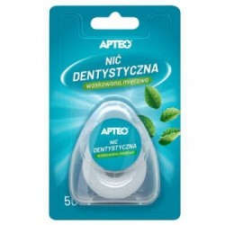 Nić dentystyczna Apteo woskowana, miętowa 50 m, 1 sztuk