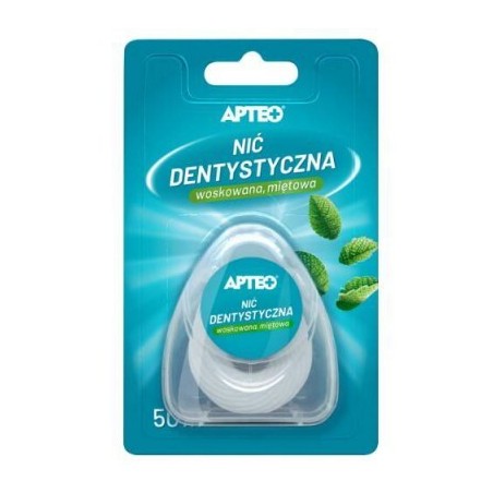  Nić dentystyczna Apteo woskowana, miętowa 50 m, 1 sztuk 