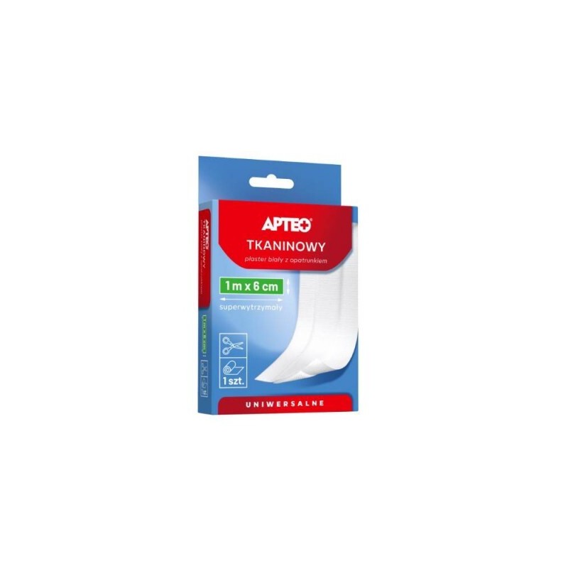 Apteo Care Plaster tkaninowy z opatrunkiem 1m x 6 cm, 1 sztuka 