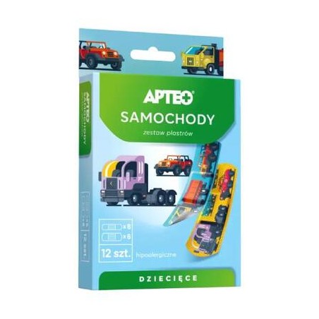  Plastry dla dzieci Apteo Care (motyw: samochodziki), 12 sztuk 