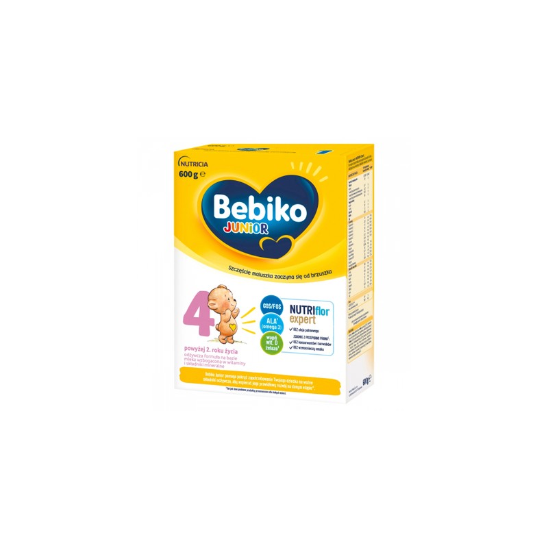 Bebiko Junior 4 Nutriflor Expert, odżywcza formuła na bazie mleka, powyżej 2 roku, 600 g 