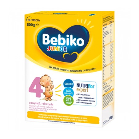  Bebiko Junior 4 Nutriflor Expert, odżywcza formuła na bazie mleka, powyżej 2 roku, 600 g 