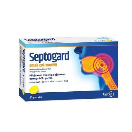  Septogard smak cytrynowy 3 mg, 20 pastylek twardych 