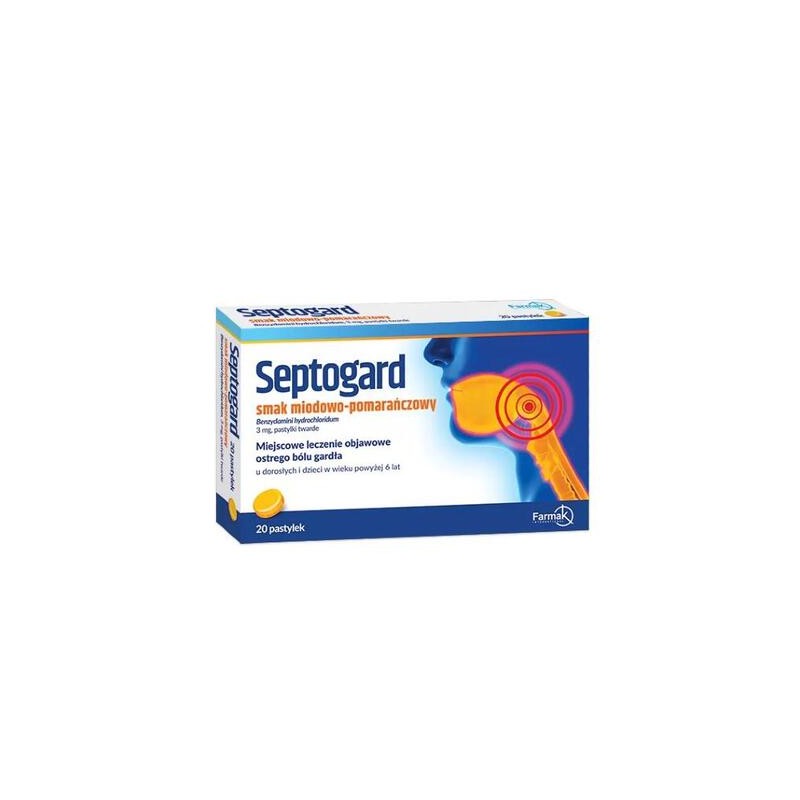 Septogard smak miodowo-pomarańczowy 3 mg, 20 pastylek twardych 