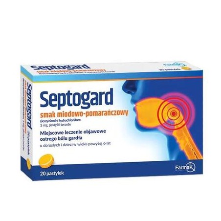 Septogard smak miodowo-pomarańczowy 3 mg, 20 pastylek twardych
