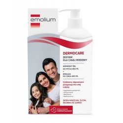 EMOLIUM DERMOCARE Zestaw dla całej rodziny Kremowy Żel do mycia, 400 ml + Emulsja do ciała, 400 ml