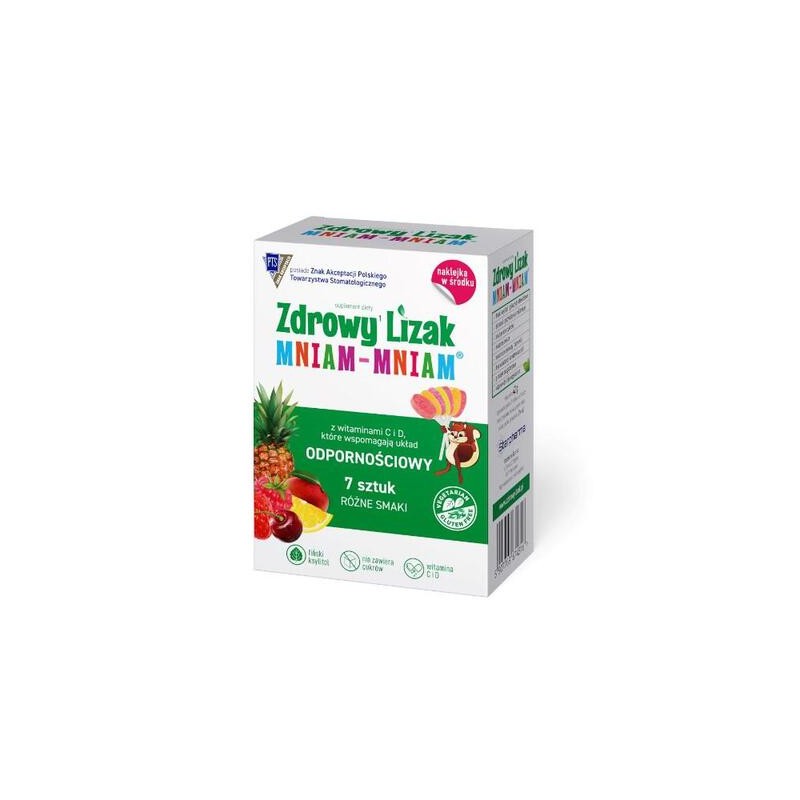 Zdrowy Lizak Mniam-Mniam, różne smaki, naklejka w środku, 7 sztuk 