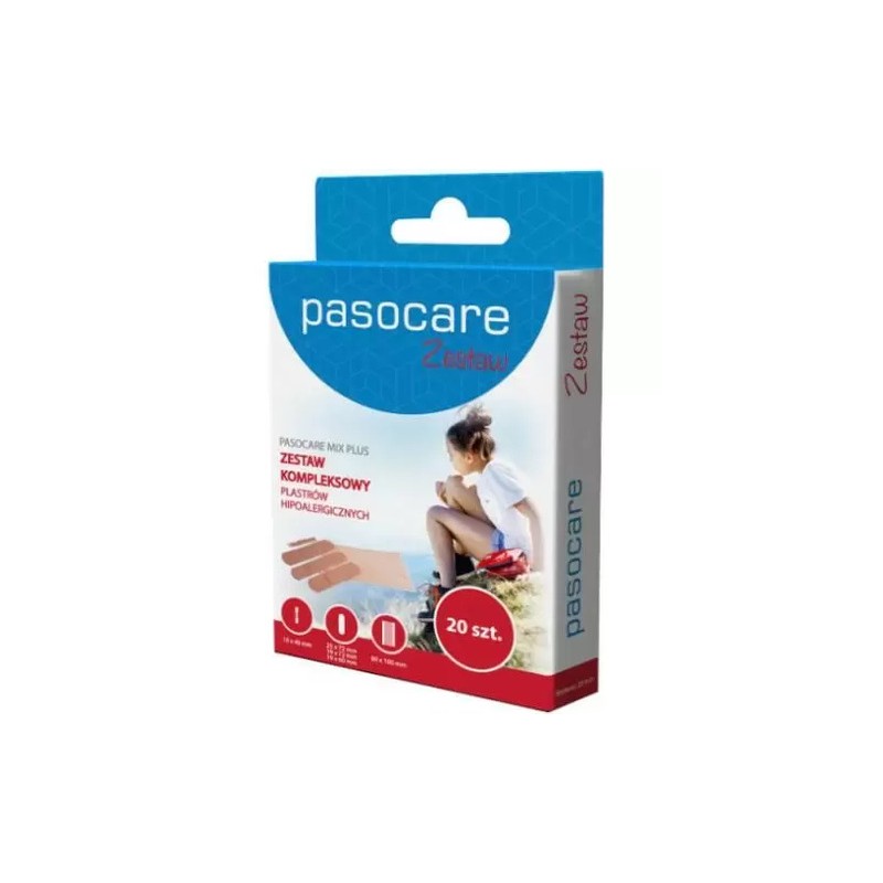 Pasocare Mix Plus Kompleksowy zestaw plastrów hipoalergicznych, 20 sztuk 