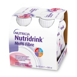 Nutridrink Multi Fibre o smaku truskawkowym 4 butelki po 125 ml płynu
