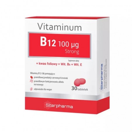 Vitaminum B12 100mcg Strong, 30 tabletek